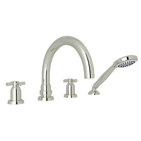PERRIN & ROWE Holborn 4-Hole Deck Mount Tub Filler With C-Spout U.3976X-PN